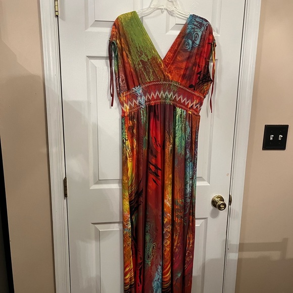 Women Plus Size Elegant Tie Dye Ball Gown Summer Evening Party Dress 16W 18W 20W - Picture 7 of 9